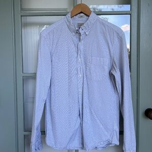 J Crew Windowpane Button Up Shirt - White and Navy - Slim Fit Medium